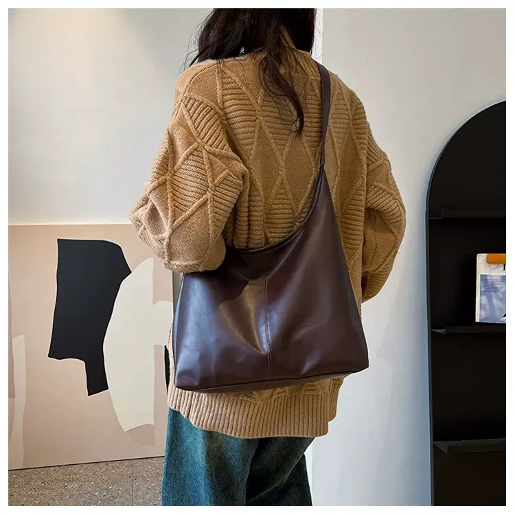 Women's Solid Color PU Leather Shoulder Bag