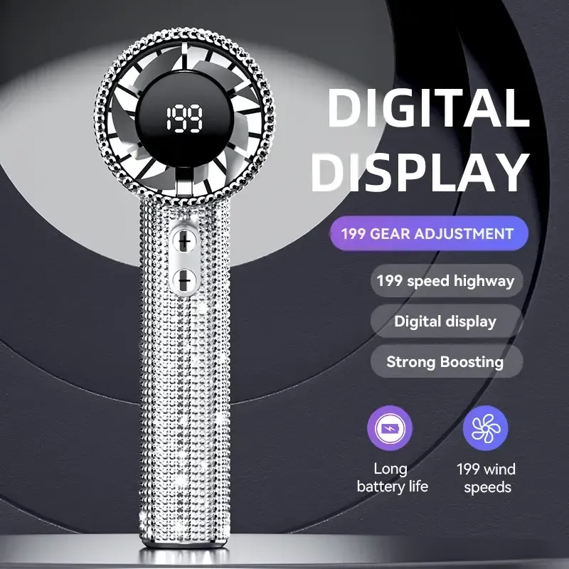Diamond Fan Luxury Bling Portable Handheld Turbo Fan