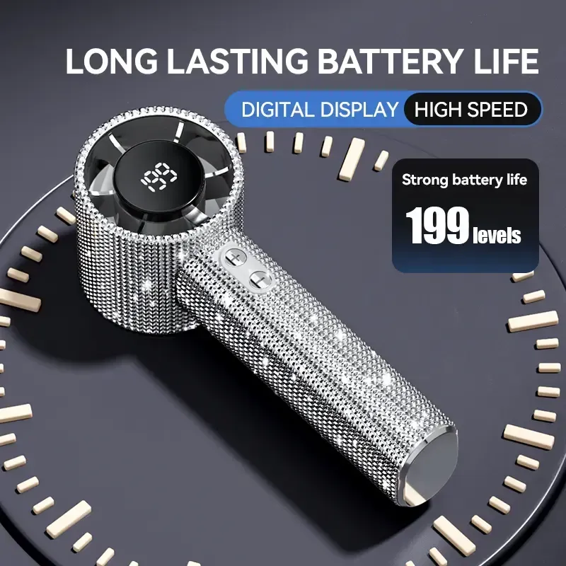 Diamond Fan Luxury Bling Portable Handheld Turbo Fan