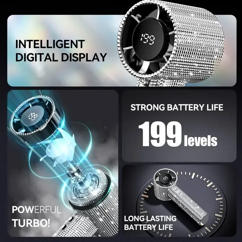 Diamond Fan Luxury Bling Portable Handheld Turbo Fan