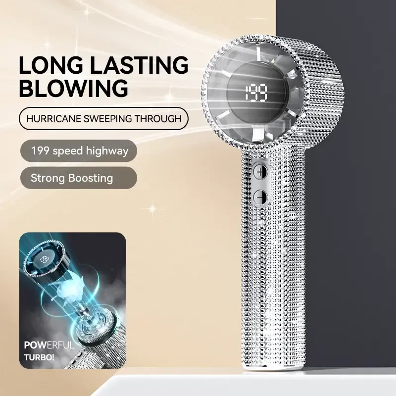 Diamond Fan Luxury Bling Portable Handheld Turbo Fan