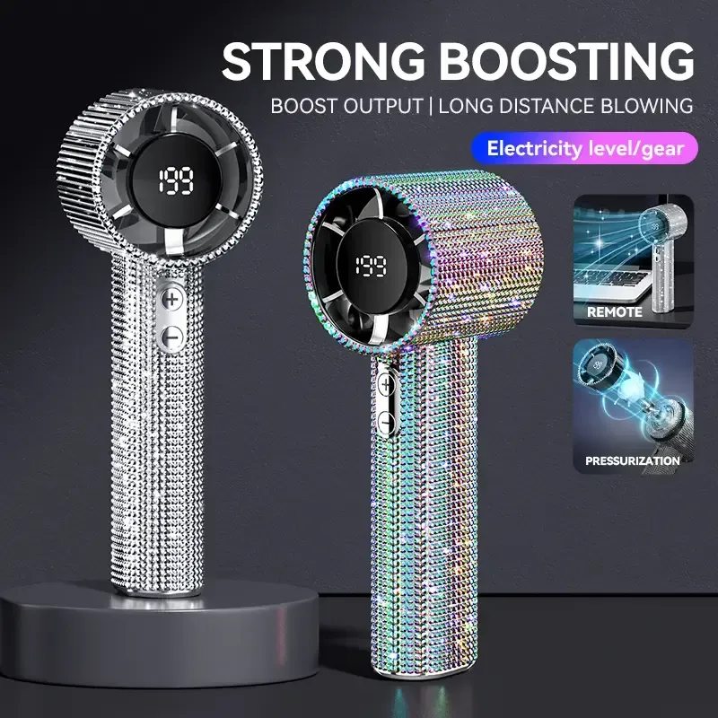 Diamond Fan Luxury Bling Portable Handheld Turbo Fan