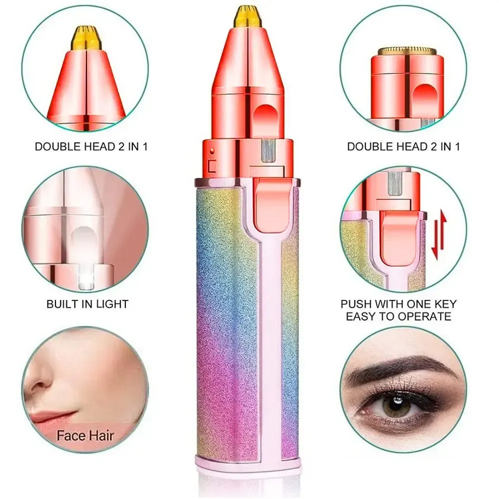 Electric Eyebrow Trimmer Set, 1 Set Portable 2-in-1 Facial