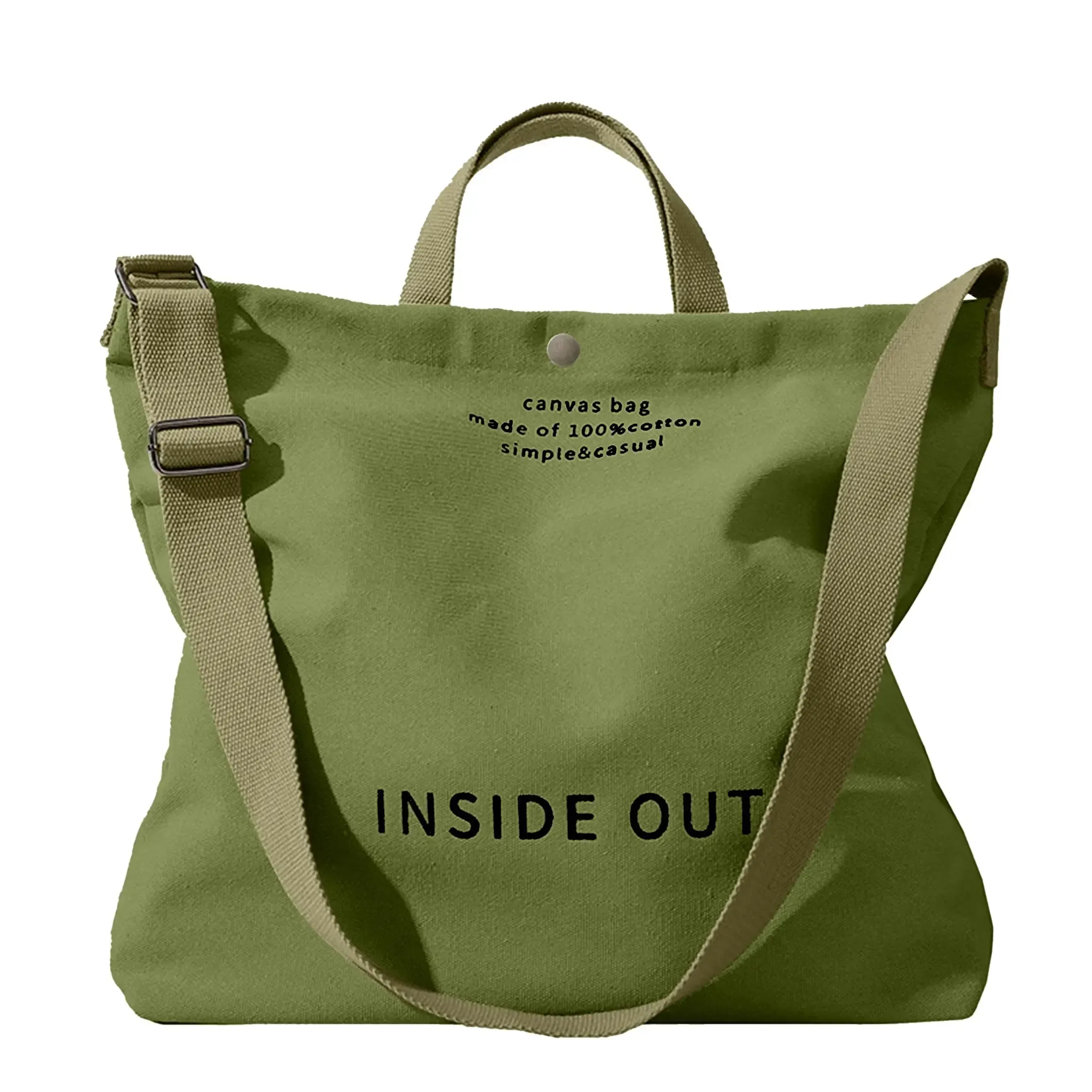 man and women's Canvas Tote Bag - Large Cotton Crossbody City Bag with Adjustable Strap, Multiple Pockets, Organizational Functionality