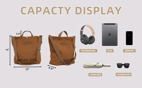 man and women's Canvas Tote Bag - Large Cotton Crossbody City Bag with Adjustable Strap, Multiple Pockets, Organizational Functionality