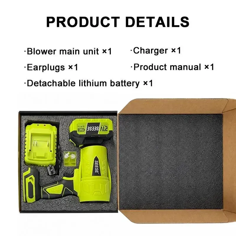 Cordless Leaf Blower Violent TurboFan,Brushless Pure Copper Motor Jet Fan With Battery