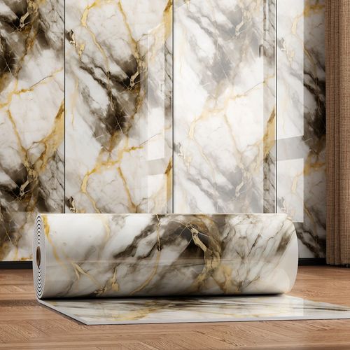 Tearable Waterproof Self-Adhesive Vinyl Wallpaper Film for Kitchen & Bathroom Countertops Easy to Clean Durable Heat-Resistant