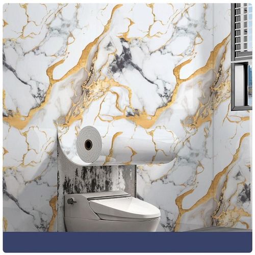 Tearable Waterproof Self-Adhesive Vinyl Wallpaper Film for Kitchen & Bathroom Countertops Easy to Clean Durable Heat-Resistant