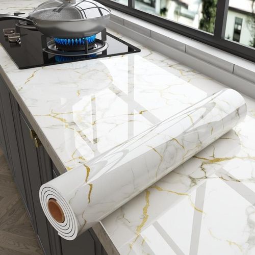 Tearable Waterproof Self-Adhesive Vinyl Wallpaper Film for Kitchen & Bathroom Countertops Easy to Clean Durable Heat-Resistant
