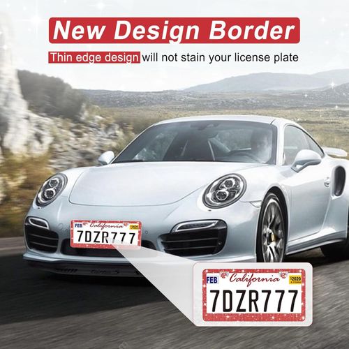 Rhinestone Automotive Car License Plate Frame Kit, Stainless Steel License Plate Cover Protector, Car Exterior Decoration Accessories