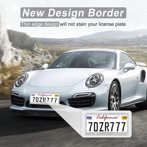 Rhinestone Automotive Car License Plate Frame Kit, Stainless Steel License Plate Cover Protector, Car Exterior Decoration Accessories