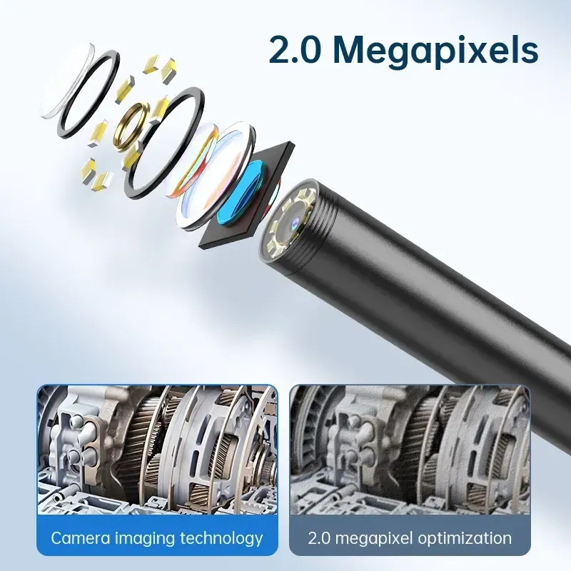 Endoscope Camera with Light, 1920P HD Borescope Tools with 8 Adjustable LED Lights, Endoscope with Semi-Rigid Snake Camera, Inspection Borescope for iOS and Android - 16.4ft Single Lens