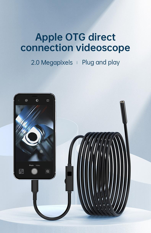 Endoscope Camera with Light, 1920P HD Borescope Tools with 8 Adjustable LED Lights, Endoscope with Semi-Rigid Snake Camera, Inspection Borescope for iOS and Android - 16.4ft Single Lens