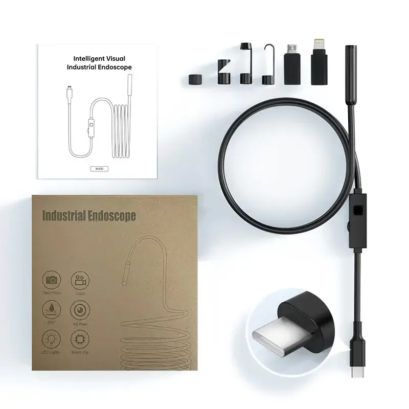 Endoscope Camera with Light, 1920P HD Borescope Tools with 8 Adjustable LED Lights, Endoscope with Semi-Rigid Snake Camera, Inspection Borescope for iOS and Android - 16.4ft Single Lens