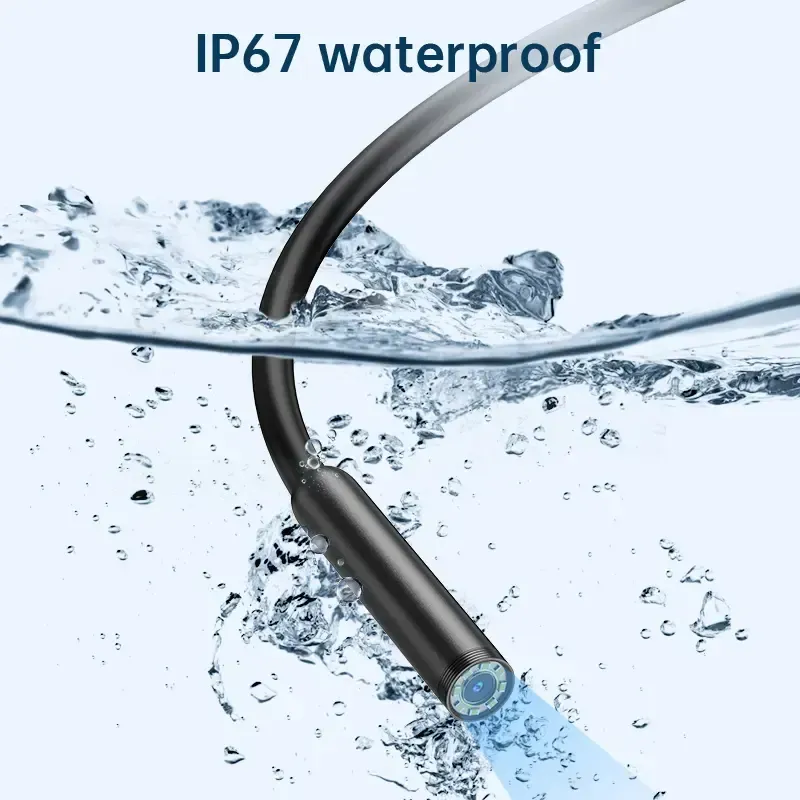 Endoscope Camera with Light, 1920P HD Borescope Tools with 8 Adjustable LED Lights, Endoscope with Semi-Rigid Snake Camera, Inspection Borescope for iOS and Android - 16.4ft Single Lens