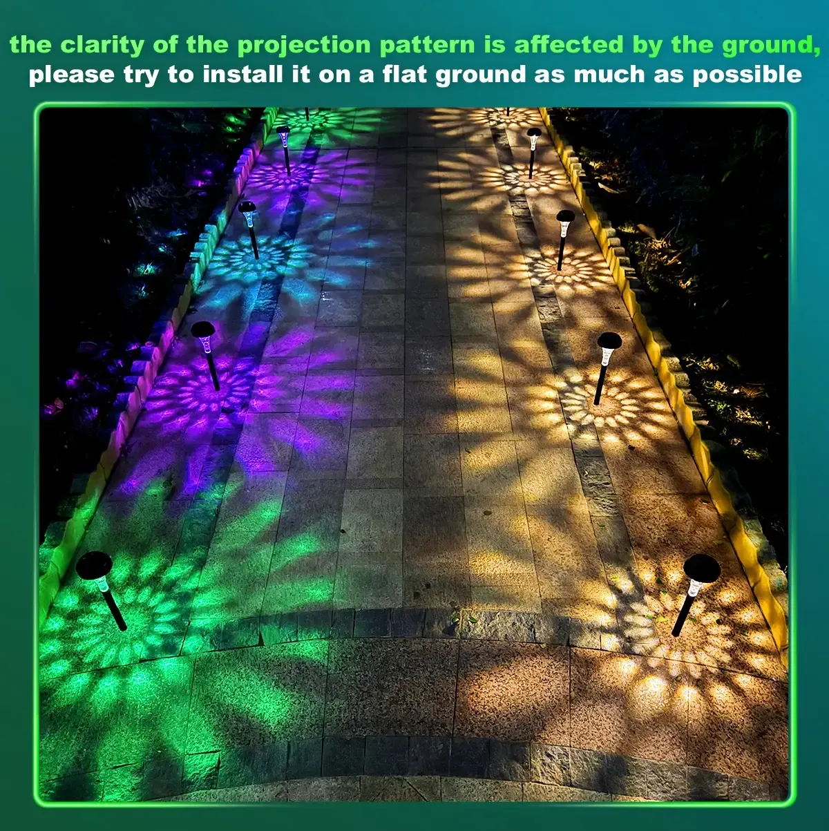 10 Pcs Multicolor Solar Pathway Lights, Color Changing, IP67 Waterproof, Auto Work, Sunflower Pattern,