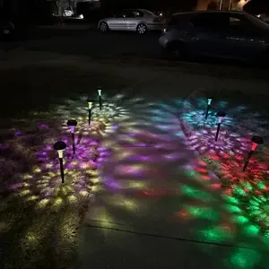 10 Pcs Multicolor Solar Pathway Lights, Color Changing, IP67 Waterproof, Auto Work, Sunflower Pattern,