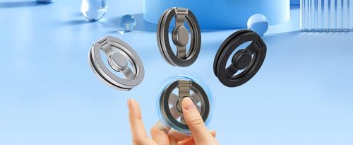 Magnetic Phone Stand & Fidget Spinner Combo, Dual Magnetic Ring Stand, Fidget Toys Adults, Foldable, 360° Rotation, Phone Holder Car, Desk Phone Stand, MagSafe Compatible, Stress Relief Accessory for Home-Office-Travel-Gym