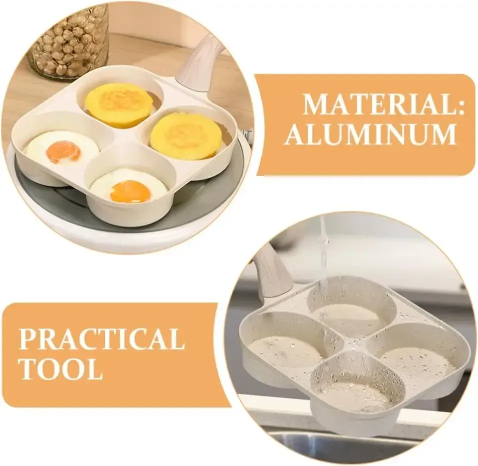 4 Hole Non-stick Hole Design Egg Frying Pan,  Kitchen Gadgets for Gas and Induction Cooktops gas stove tiktokshopspringgl
