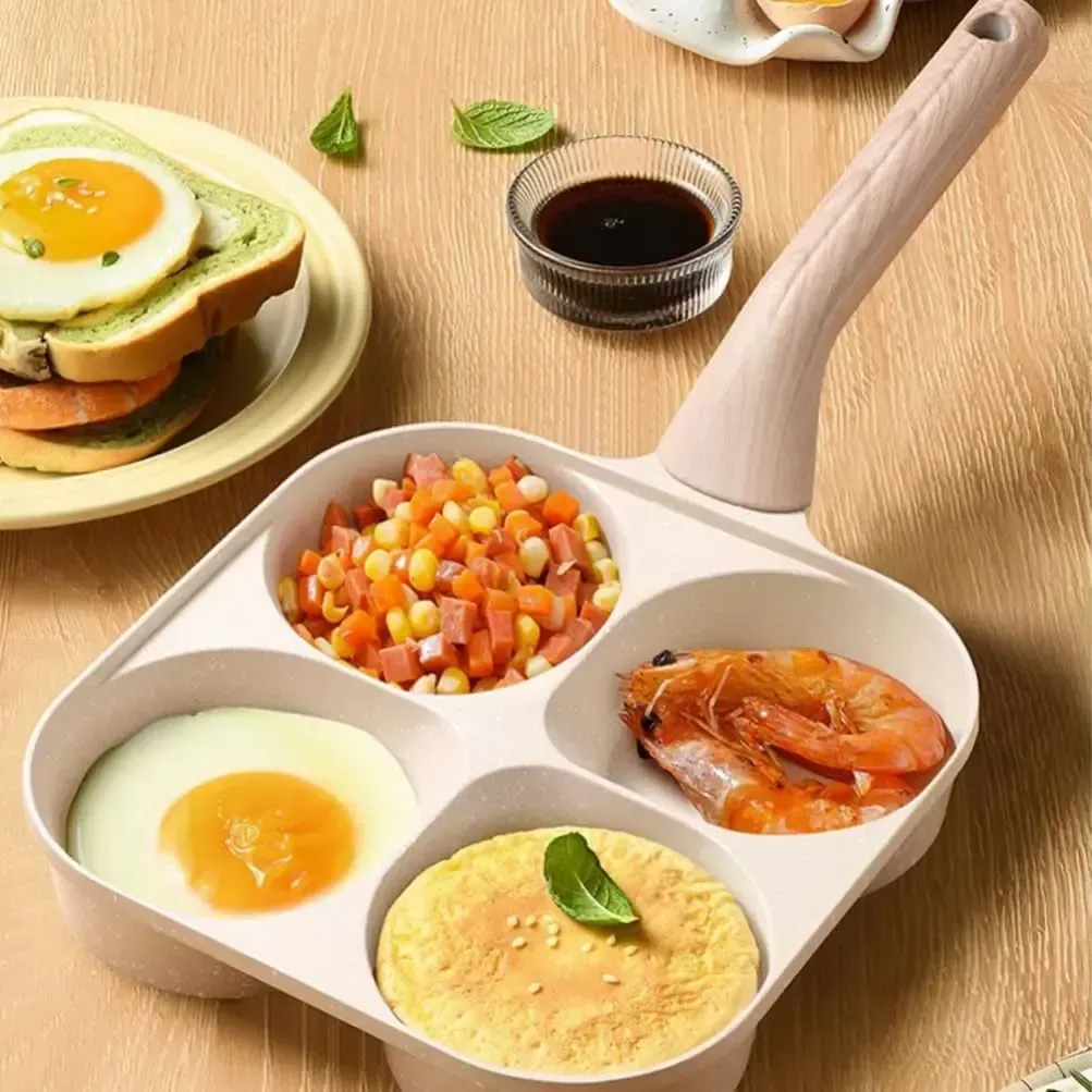 4 Hole Non-stick Hole Design Egg Frying Pan,  Kitchen Gadgets for Gas and Induction Cooktops gas stove tiktokshopspringgl