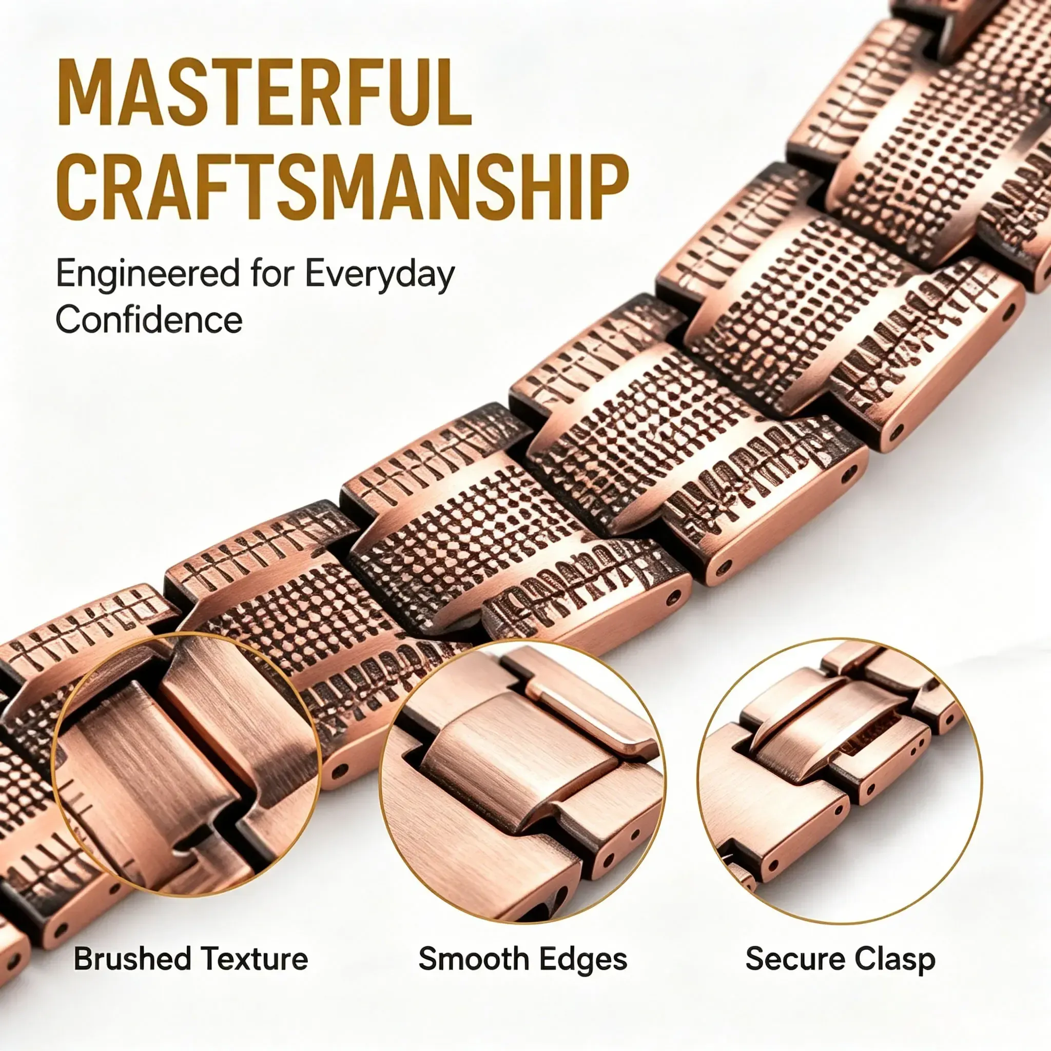 Trendy Men's Adjustable Copper Bracelet –  Copper with 3500 Gauss Magnets, Perfect Father's Day Gift & Daily Wear, Wearable