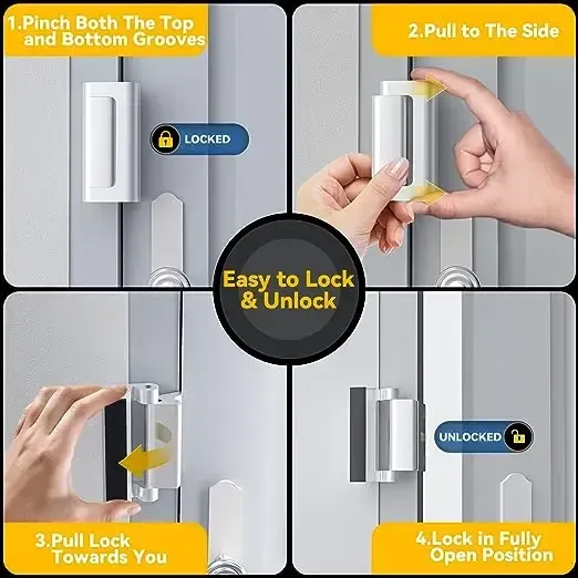 The family urgently needs it! Two-piece household security door lock, with a load capacity of 800 pounds, suitable for inward swinging doors, equipped with 8 screws for reinforcing the lock mechanism to prevent unauthorized entry.