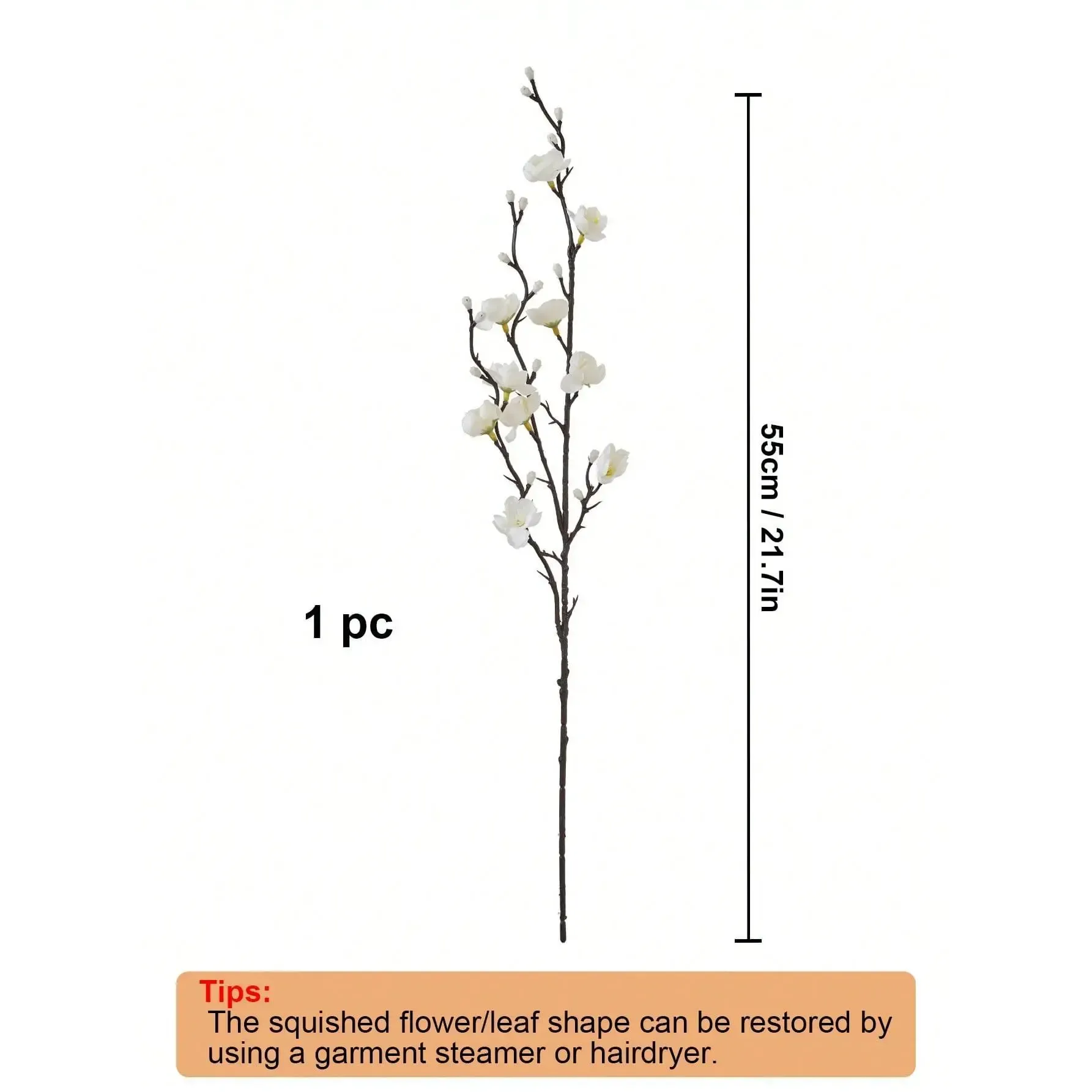 24Pcs- 21.7'' -Winter Artificial Flowers White Plum Silk Blossom 。Winter realistic flowers.Any beautiful interior needs it to brighten up life.
