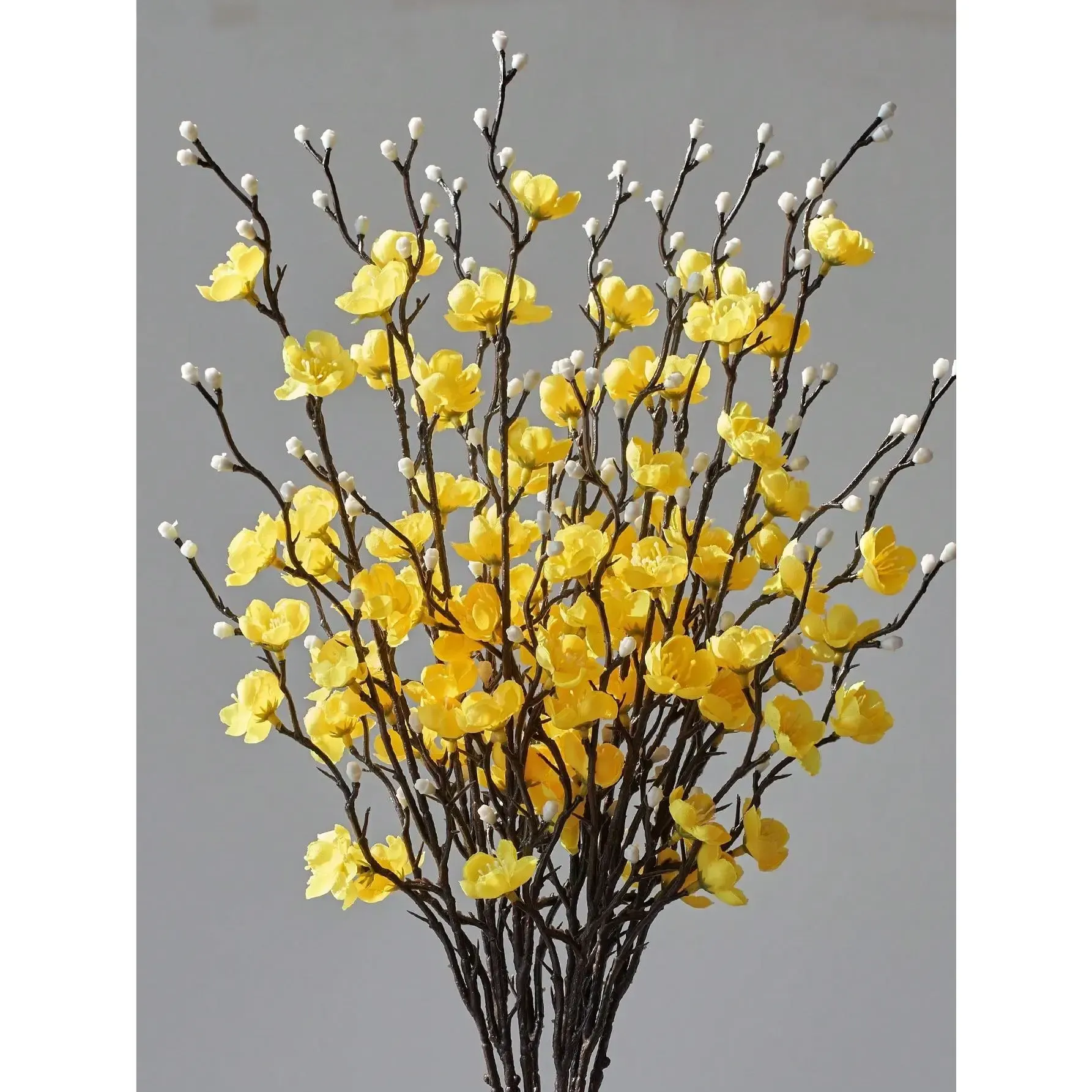 24Pcs- 21.7'' -Winter Artificial Flowers White Plum Silk Blossom 。Winter realistic flowers.Any beautiful interior needs it to brighten up life.