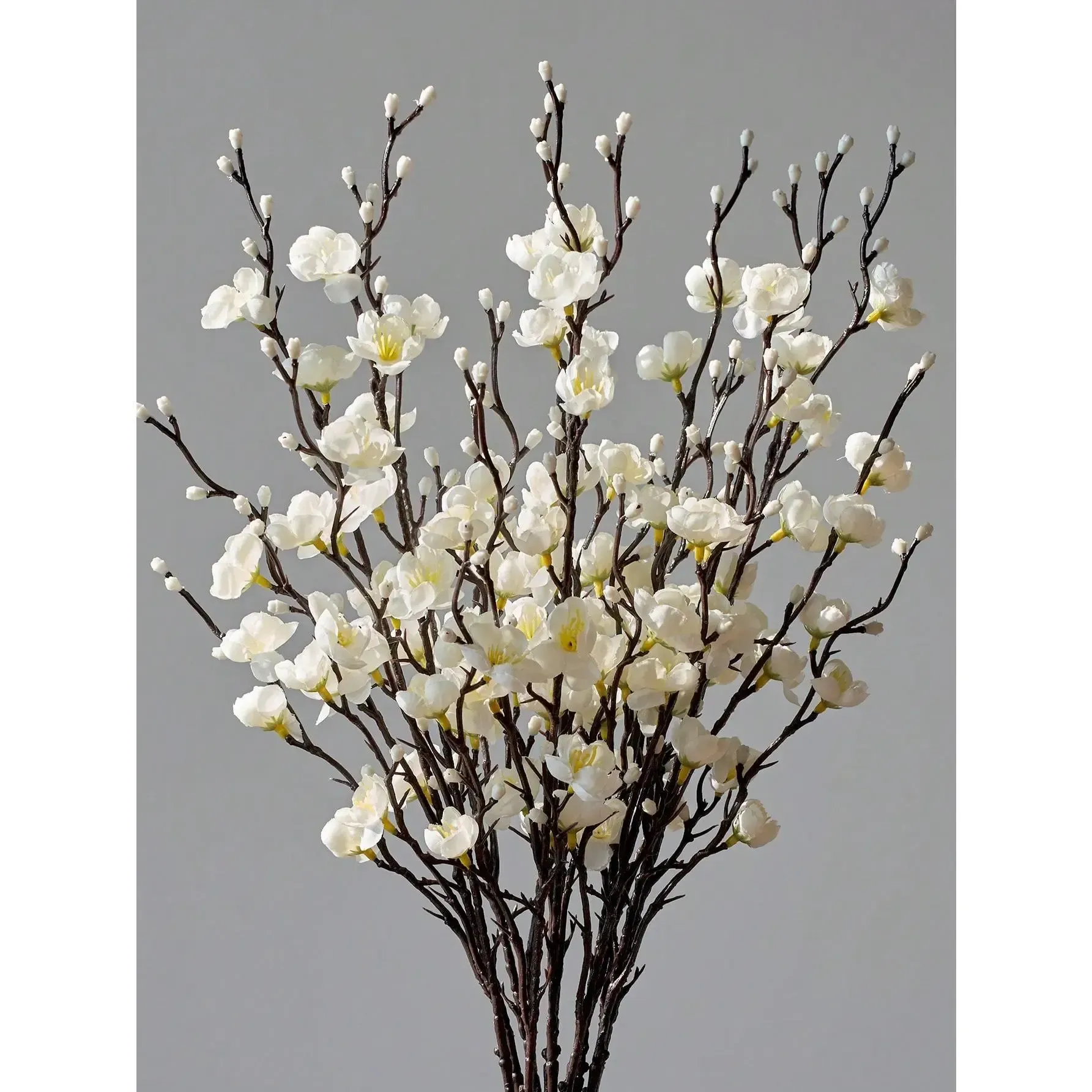 24Pcs- 21.7'' -Winter Artificial Flowers White Plum Silk Blossom 。Winter realistic flowers.Any beautiful interior needs it to brighten up life.