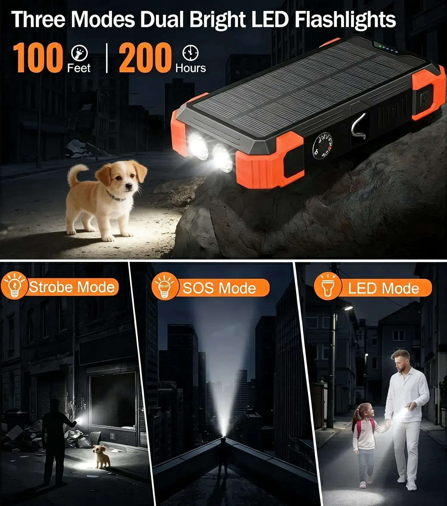 36800 &  49800mAh Solar Charger Power Bank Wireless Charger Built in 4 Cables 7 Outputs 15 Watts Fast Charging
