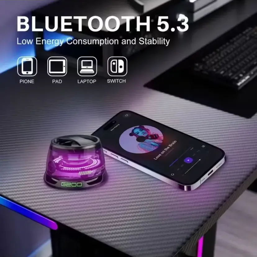 G200 Magnetic Bluetooth Speaker with RGB Light, 40mm Drivers, Bluetooth 5.3,Portable for Travel & C amping Adjustable Sound Volume