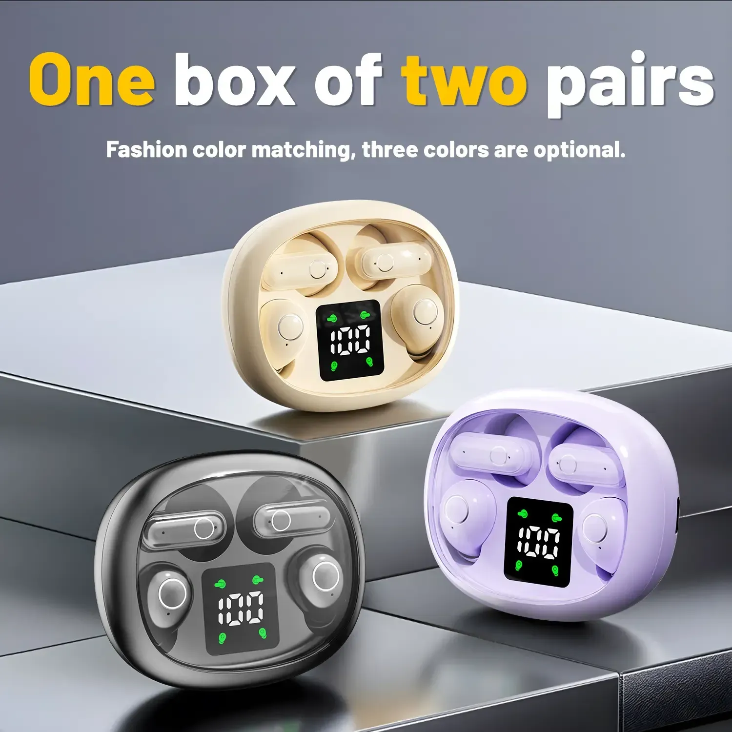 MSHUKCOE Wireless Headphones In-ear Design Noise Cancelling True Wireless Earbuds with Digital Display Bluetooth 5.4 Gaming Headset for Running Exercising Lightweight Fitness Earphones