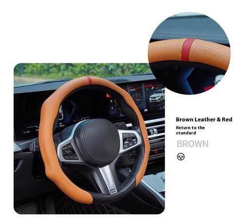 SUPEREVER Napa Nappa Leather 15Inch 5D Premium Steering Wheel Cover Ultra-Thin Breathable Anti-Slip Sweat-Resistant Easy Install Universal Fit Enhance Driving Safety Comfort Must-Have Car Essential White