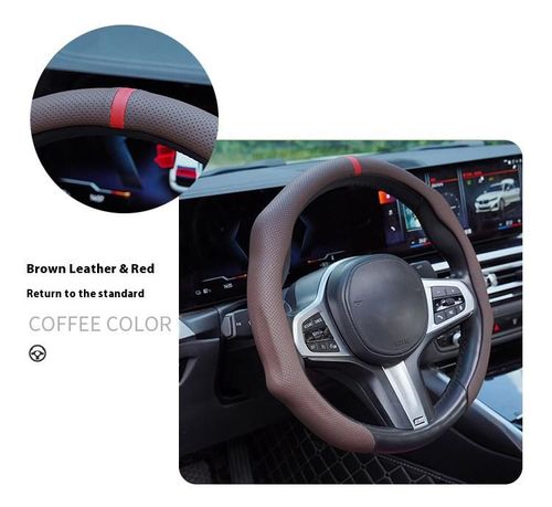 SUPEREVER Napa Nappa Leather 15Inch 5D Premium Steering Wheel Cover Ultra-Thin Breathable Anti-Slip Sweat-Resistant Easy Install Universal Fit Enhance Driving Safety Comfort Must-Have Car Essential White