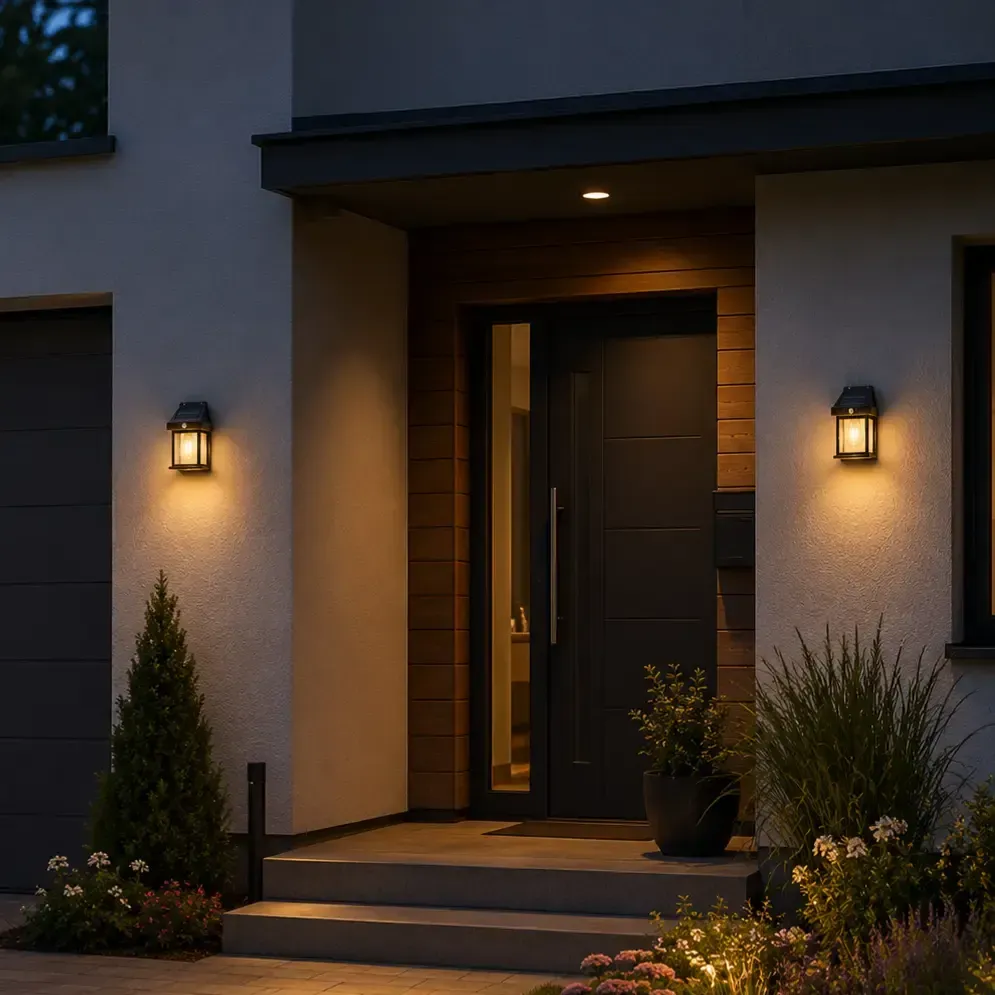 4 Pack Solar Outdoor Wall Lights with Motion Sensor, Waterproof IP65 Garden Security Lighting, 3 Modes Auto Dusk to Dawn, Wireless Decorative Lamp for Patio, Villa, Pathway
