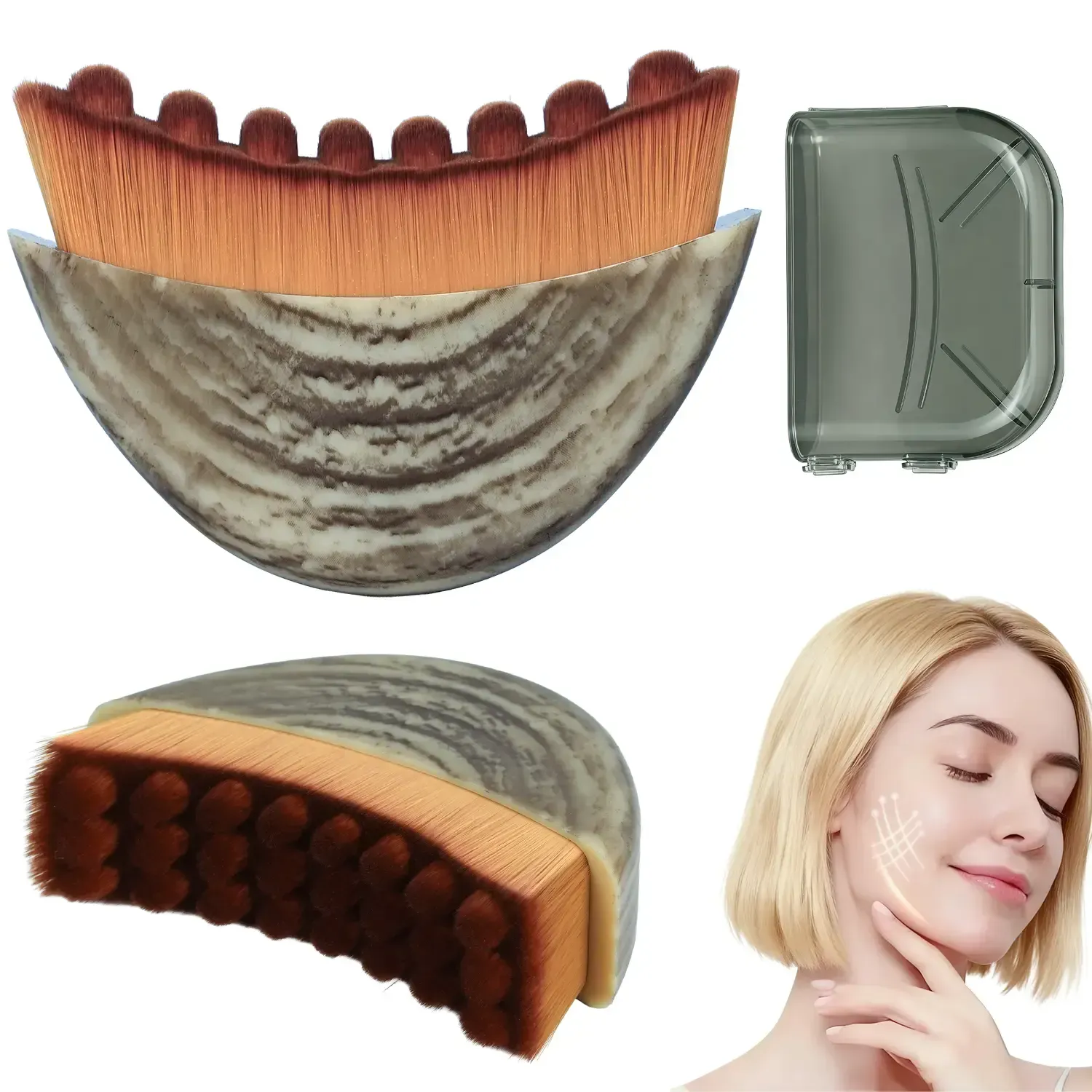 2 Pcs Cotsoco Lymphatic Contour Face Brush for Jawline & Chin Sculpting, Soft Bristles Dry Brushing Massager for Lymphatic Drainage & Facial Fatigue Relief, Ergonomically Designed, Gift for Women, Summervibes