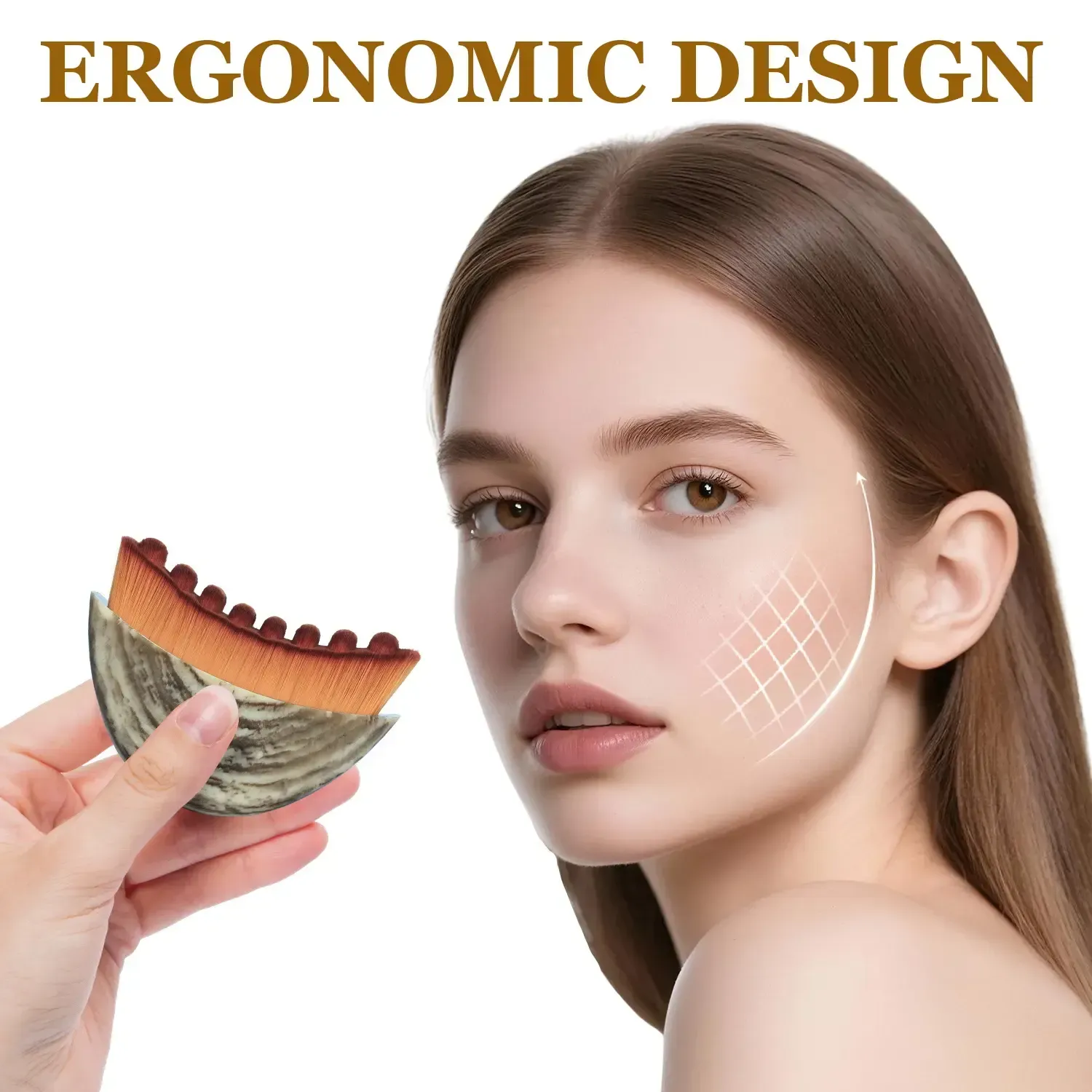 2 Pcs Cotsoco Lymphatic Contour Face Brush for Jawline & Chin Sculpting, Soft Bristles Dry Brushing Massager for Lymphatic Drainage & Facial Fatigue Relief, Ergonomically Designed, Gift for Women, Summervibes
