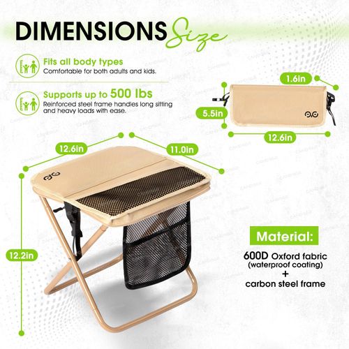Camping Chairs, fold stool, 1.5 lbs ultra light, Max Load Capacity 400lbs, Portable outdoor folding chair with pocket, For Queuing, Fishing, Hiking Tours, Outdoor Activities Camping Accessories, Camping supplies