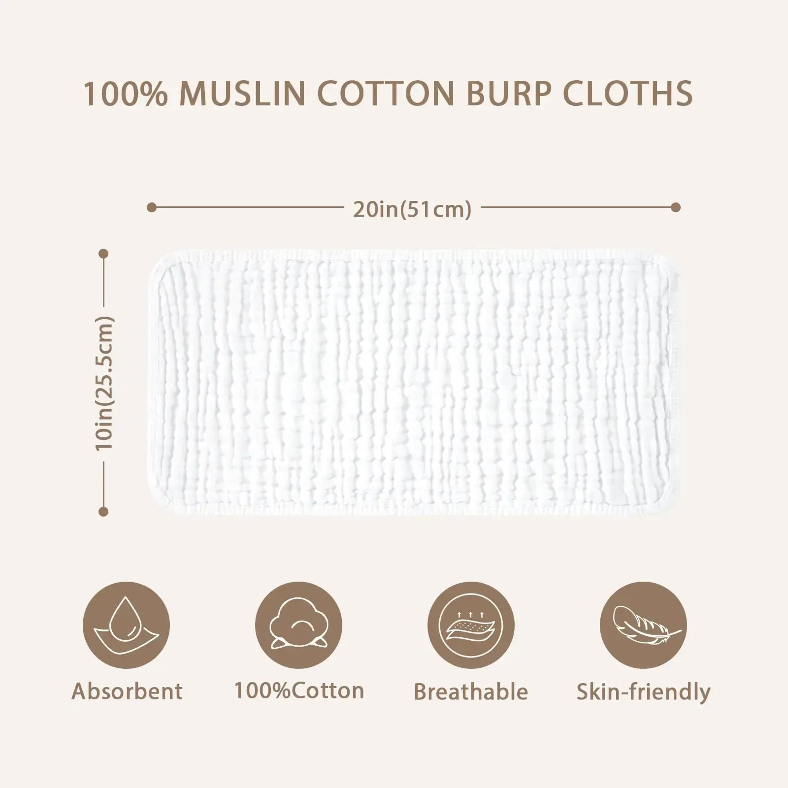 10Pcs Baby Registry Yoofoss Muslin Burp Cloths for Baby 10 Pack 100% Cotton Baby Washcloths for Boys Girls Large 20''X10'' Super Soft and Absorbent White