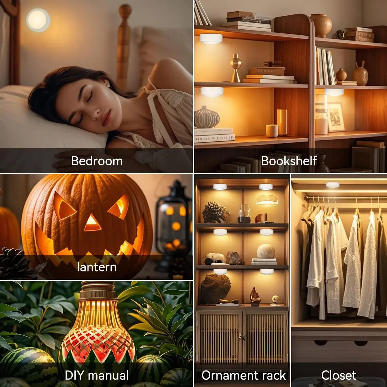 6 Pcs Cabinet Lights, Wireless LED Puck Lights, Battery Operated, Touch Light, Tap Light, Stick On Lights, Dimmable Under Cabinet Lighting for Kitchen Closets Garage Counter Wardrobe Bedroom