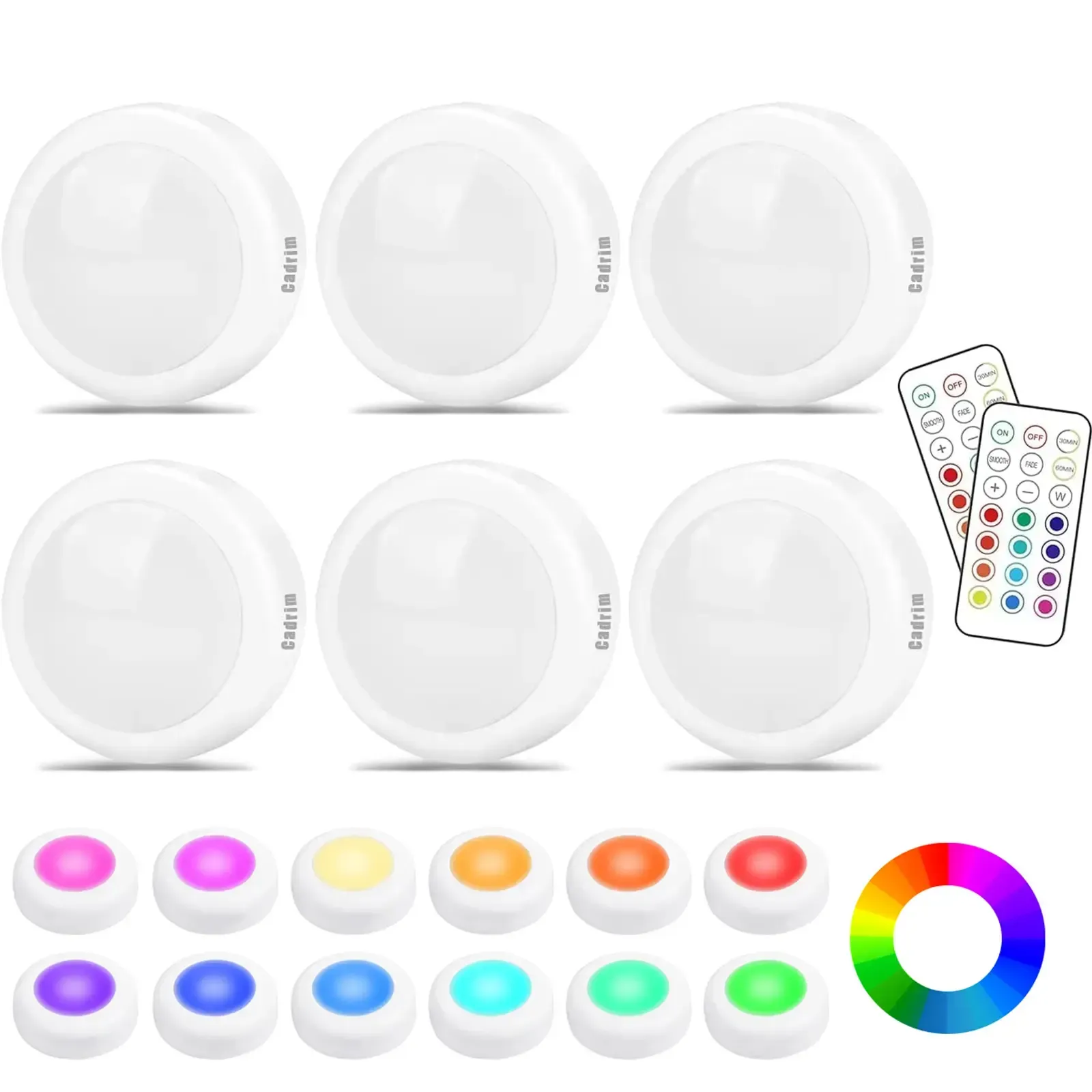 6 Pcs Cabinet Lights, Wireless LED Puck Lights, Battery Operated, Touch Light, Tap Light, Stick On Lights, Dimmable Under Cabinet Lighting for Kitchen Closets Garage Counter Wardrobe Bedroom