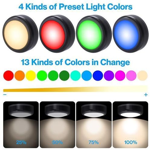 6 Pcs Cabinet Lights, Wireless LED Puck Lights, Battery Operated, Touch Light, Tap Light, Stick On Lights, Dimmable Under Cabinet Lighting for Kitchen Closets Garage Counter Wardrobe Bedroom