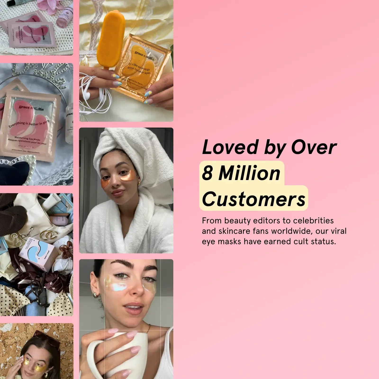 Under Eye Masks - Depuffing Fix for Dark Circles | Youthful & Awakened Glow, Hydration Boost | Gifts for Brides, Travel Essentials by grace & stella