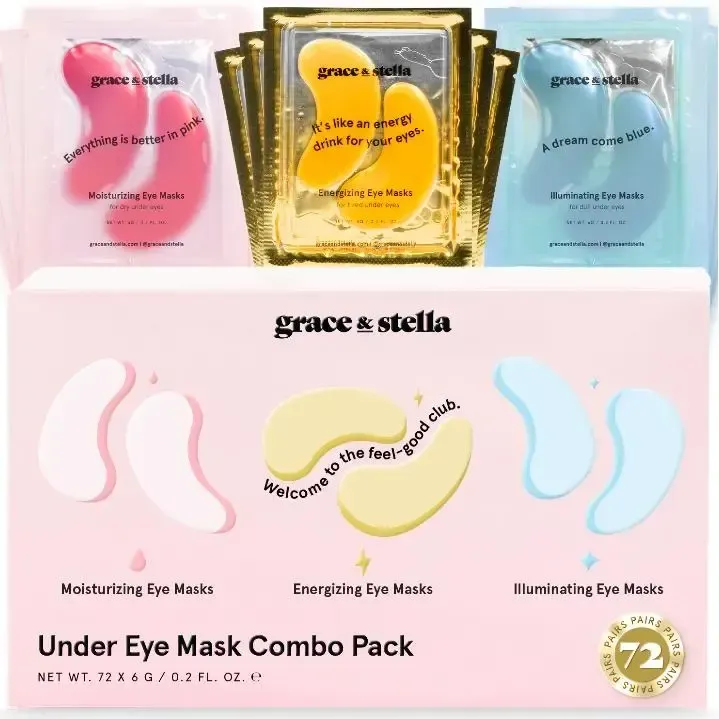Under Eye Masks - Depuffing Fix for Dark Circles | Youthful & Awakened Glow, Hydration Boost | Gifts for Brides, Travel Essentials by grace & stella