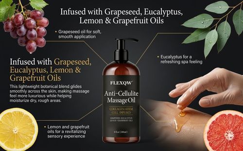 The whole family will benefit from it - Flowziax Anti-Excess Fat Massage Oil, 8 ounces - Improves the appearance of excess fat - Body care and skin care massage oil