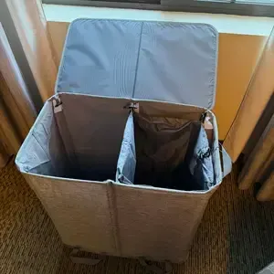 160L Essential household items, large capacity laundry basket, with 2 detachable inner compartments and a lid - foldable design