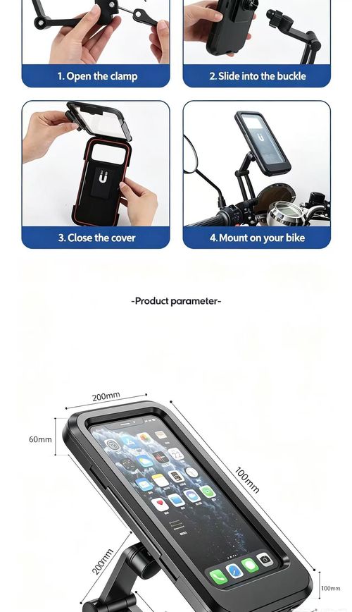 Waterproof Motorcycle Phone Holder, 3-Axis 360° Adjustable Shockproof Bracket for Electric Scooter Motorbike