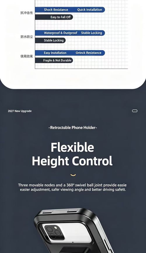 Waterproof Motorcycle Phone Holder, 3-Axis 360° Adjustable Shockproof Bracket for Electric Scooter Motorbike