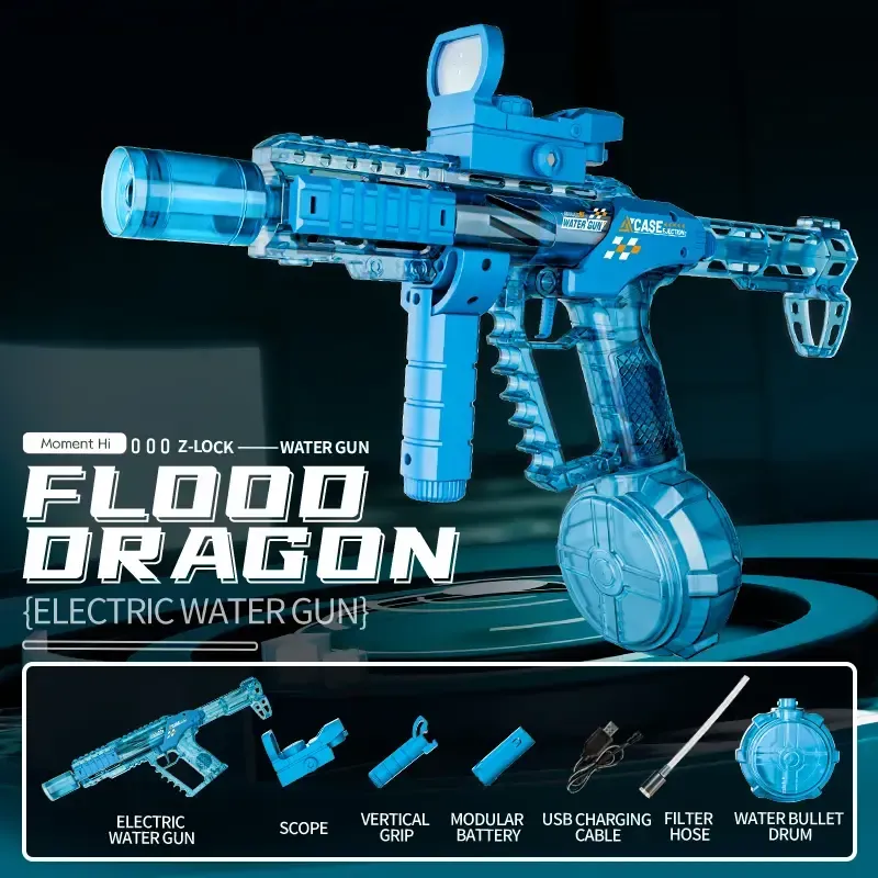 Ultimate Battle Water Blaster Powerful Electric Water Gun, Automatic Squirt Blaster with Glowing Muzzle 320cc High Capacity, Up to 32 FT Range, Outdoor Summer Party Toy OutdoorFun for Adults &Kids Toys Summervibes
