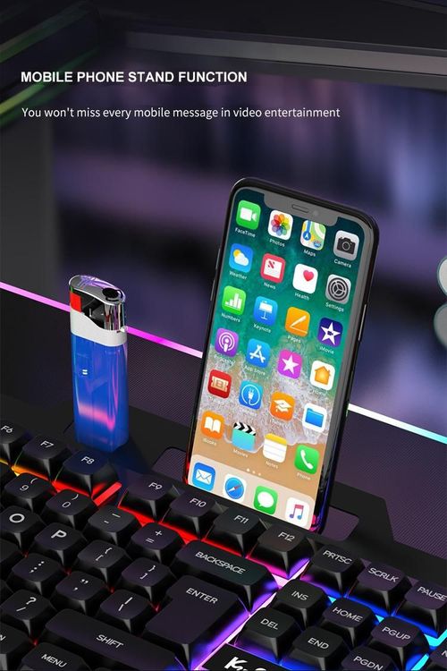 XUNFOX KM520 Rainbow Light Metal Panel Wired Keyboard and Mouse Combo - Mechanical Feel, 87-Key Compact Design, Multimedia Keys, Plug & Play